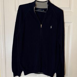 Polo by Ralph Lauren Men's Navy Blue Zip-Up Cardigan Sweater